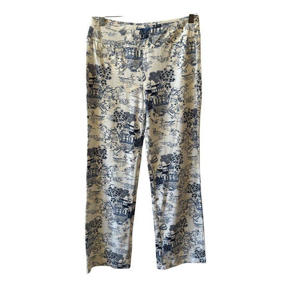 J MCLAUGHLIN PANTS CATALINA CLOTH PULL ON STRAIGHT LEG ZIP POCKET ASIAN PRINT S - Picture 2 of 12